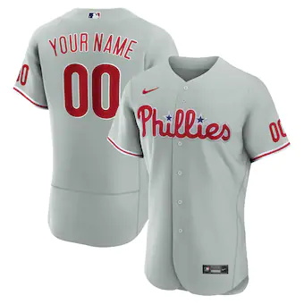 mens nike gray philadelphia phillies road authentic custom 